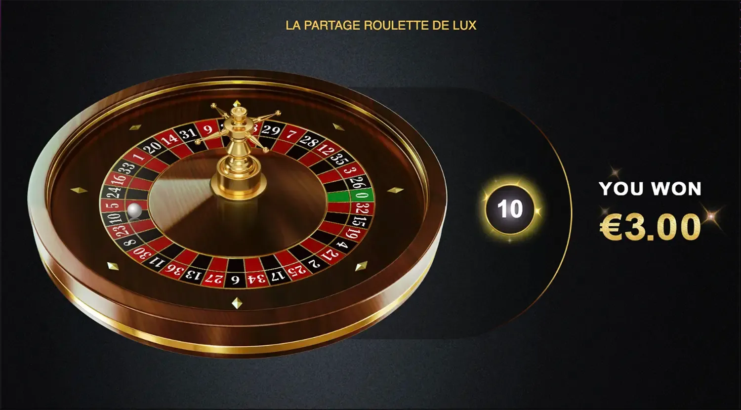 La Partage Roulette de Lux wheel and result display