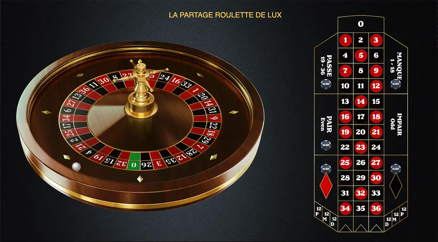 RNG roulette wheel and digital French betting layout